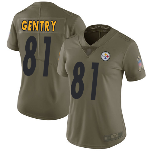 Women Pittsburgh Steelers Football #81 Limited Olive Zach Gentry 2017 Salute to Service Nike NFL Jersey